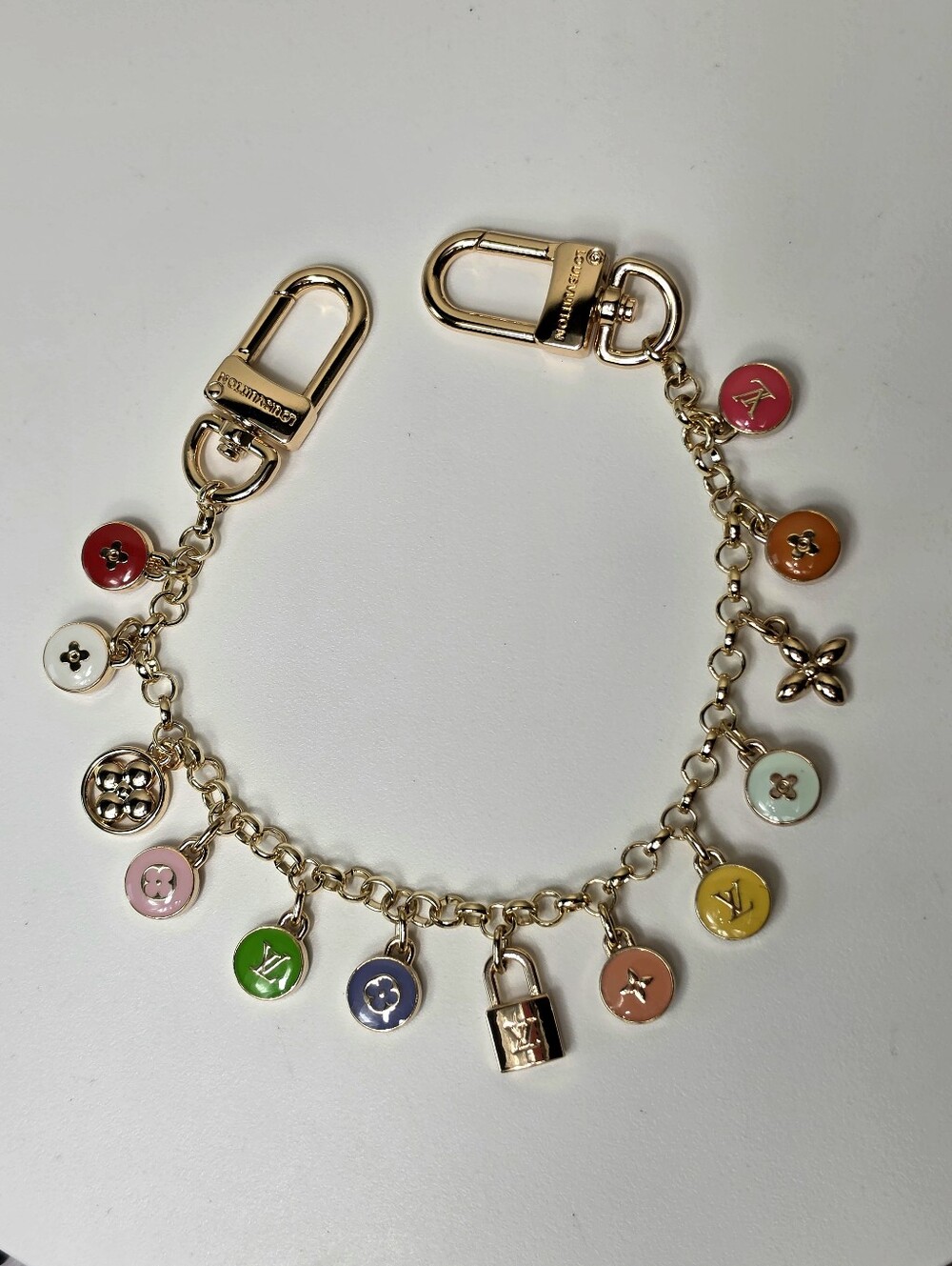 Louis Vuitton Women Gold Tone Multicolor Logo Chain Bag Charm